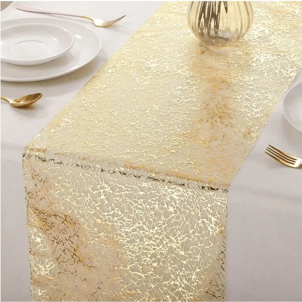 Brand New Gold Foil Mesh Organza Table Runner - 108